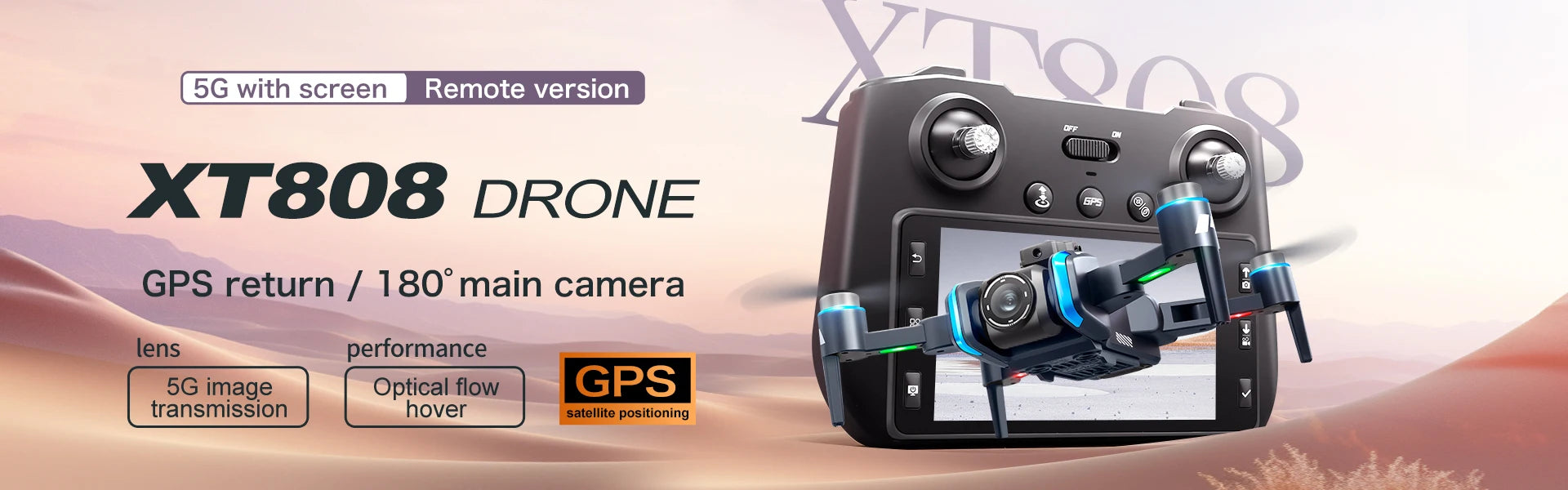 XT808 Screen Display Drones 5G Optical Flow GPS Folding With WIFI Transmission 8K HD Professional Aerial Camera Quadcopters Toys