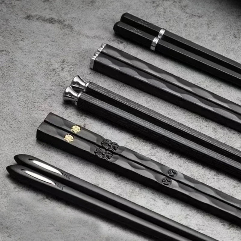 5Pairs Chinese Japanese chopsticks Set Sushi Stick Reusable High Quality Non-Slip For Food Noodle Restaurant Kitchen Tableware