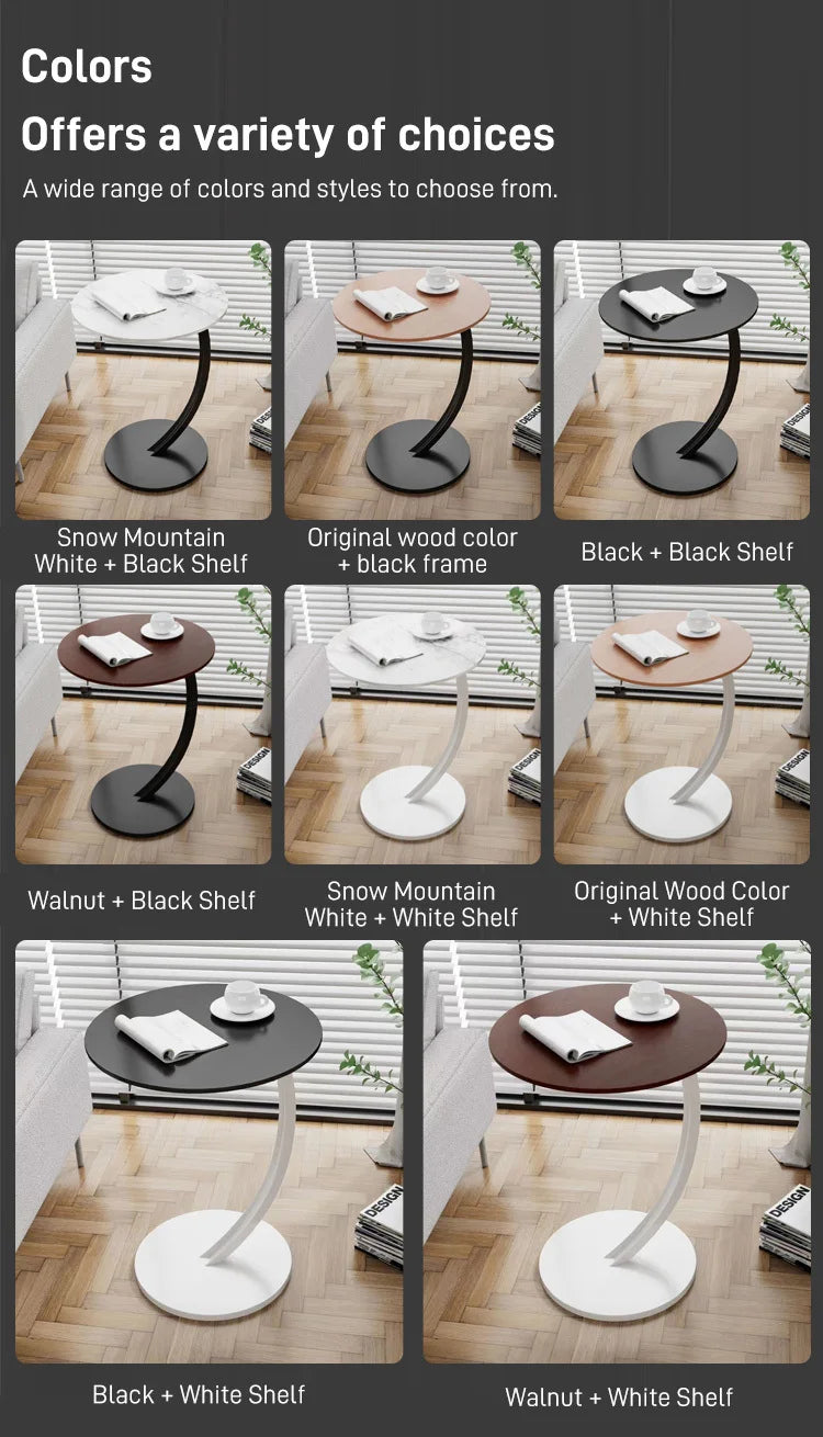 Small apartment light luxury bedside small coffee table round movable small table mini coffee table