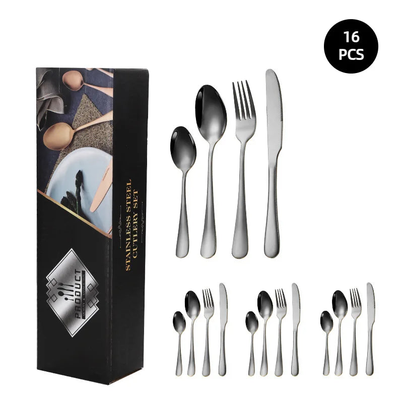 Stainl Steel Western Dining Utensils Set 24-Piece Set Steak Knife Fork Spoon Dinnerware Set Korean Sle Children's Cutler...