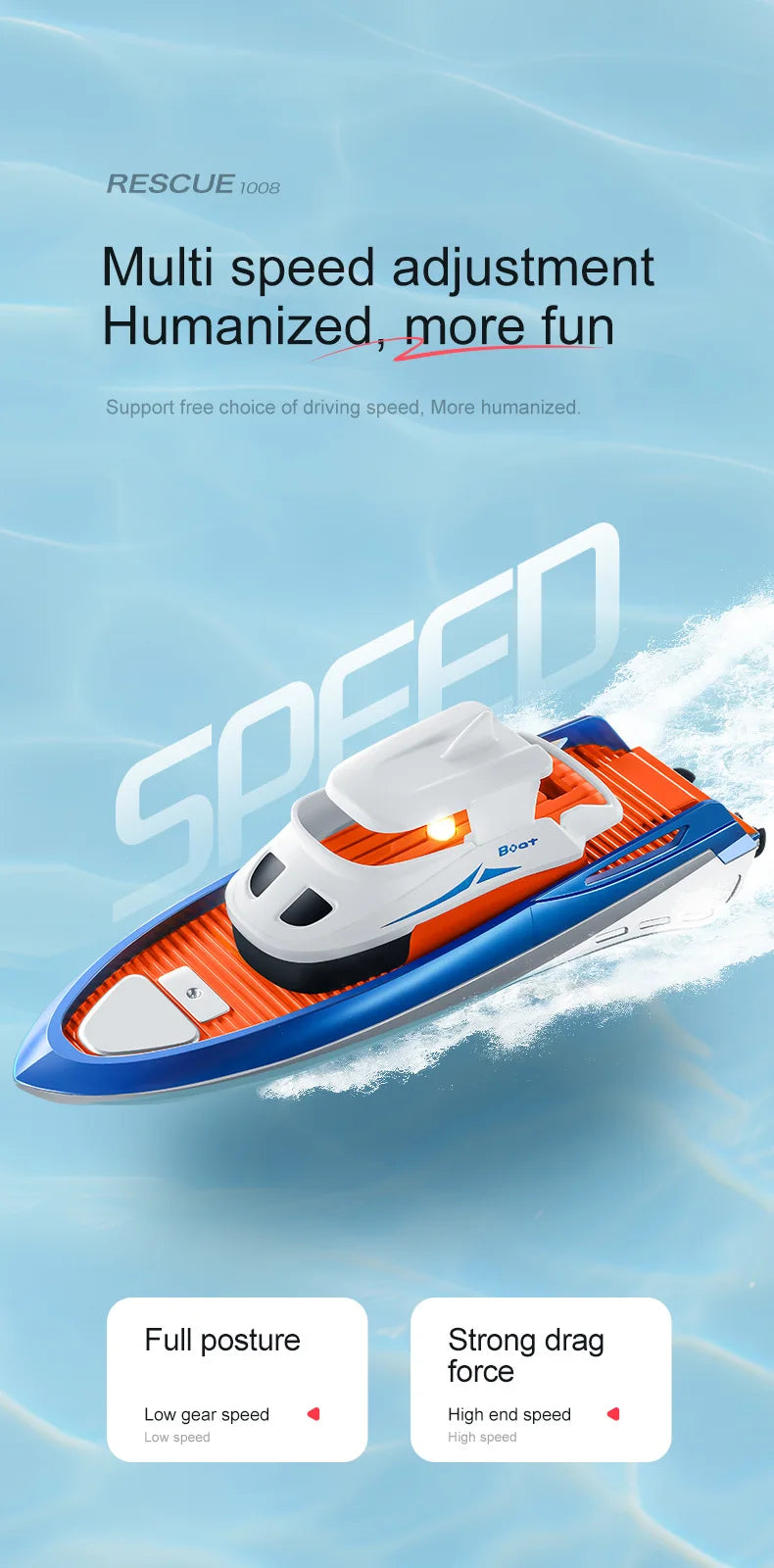 S820 RC Boat Wireless Speedboat 2.4G 1/32 Powerful Dual Motors Electric Remote Control Model Electric Toys for Kids Xmas Gift