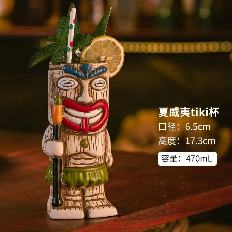 Hawaiian Cocktail Glass Cup,Ceramic Tiki Mug,Samiff Bar Glass,Personality Drinking