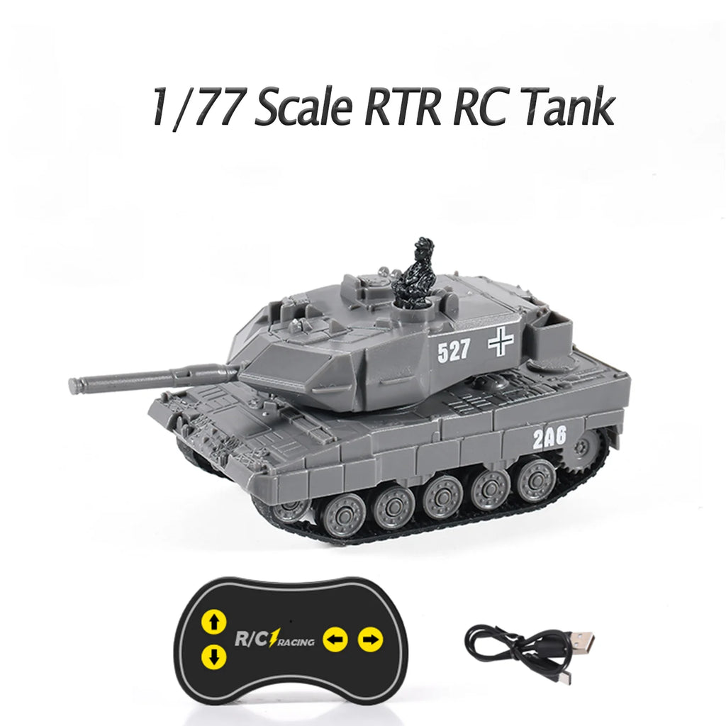 In Stock 1/77 RTR RC Mini Tank German Panther Battle Tank 360°Rotation LED Light 2.4G Remote Control Model Toy for Children Gift