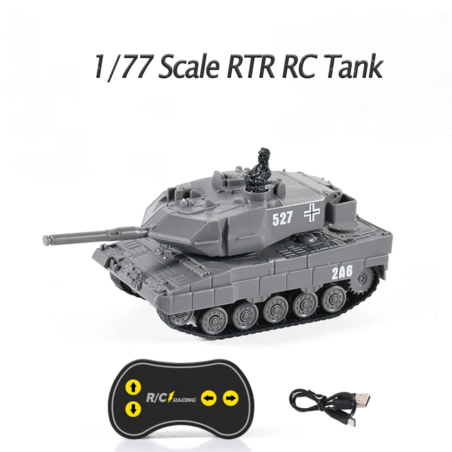 In Stock 1/77 RTR RC Mini Tank German Panther Battle Tank 360°Rotation LED Light 2.4G Remote Control Model Toy for Children Gift