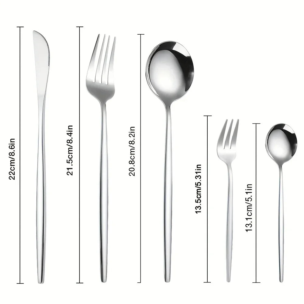 30Pcs Dinnerware Set Dinner Knife Fruit Fork Spoon Cutlery Set Flatware Stainless Steel Kitchen Tableware Silverware Sets
