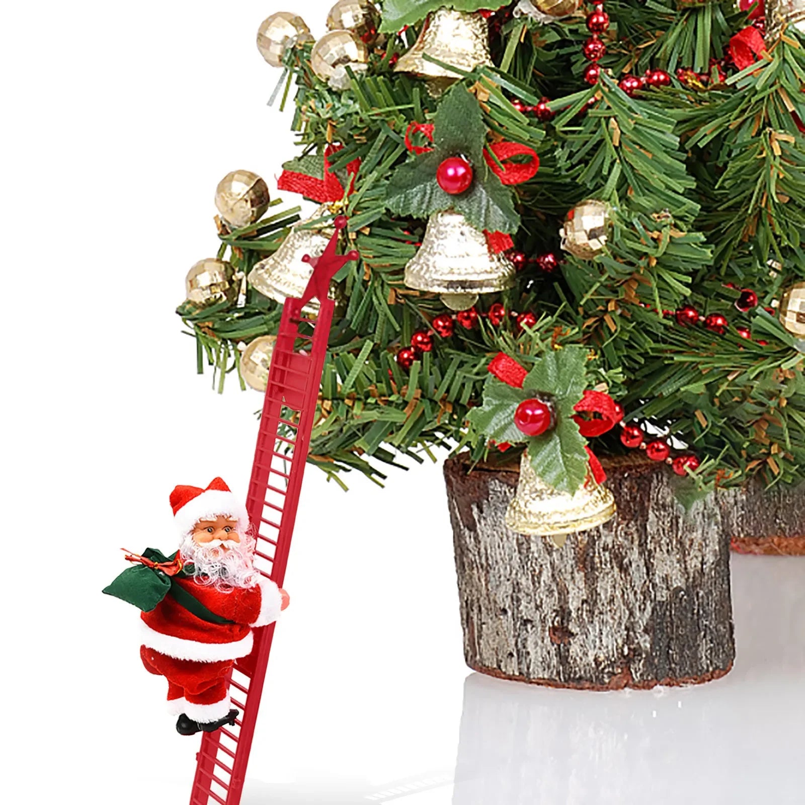 Electric Climbing Ladder Santa Claus with Music & LED Light, Xmas Tree Decorations Hanging Christmas Ornaments Tree Decor