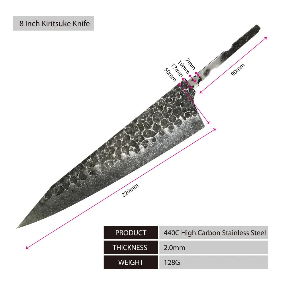 Amber 440C high carbon steel hammer black forge blade blank handle DIY knife blade