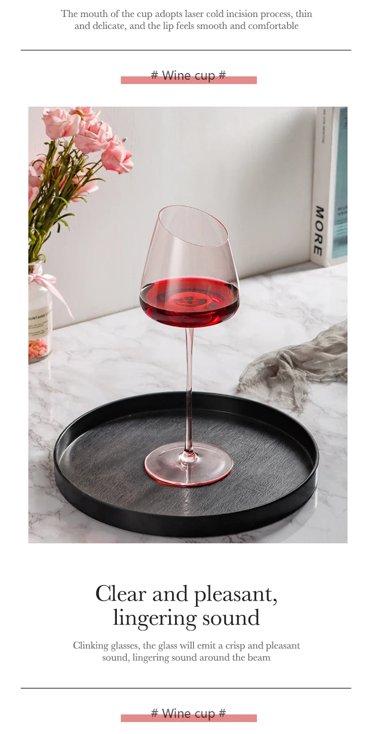 French Pink Flamingo Red Wine Glasses Set Crystal Glass Goblet Creative Inclined Mouth Concave Bottom Champagne Wine Cup Blue