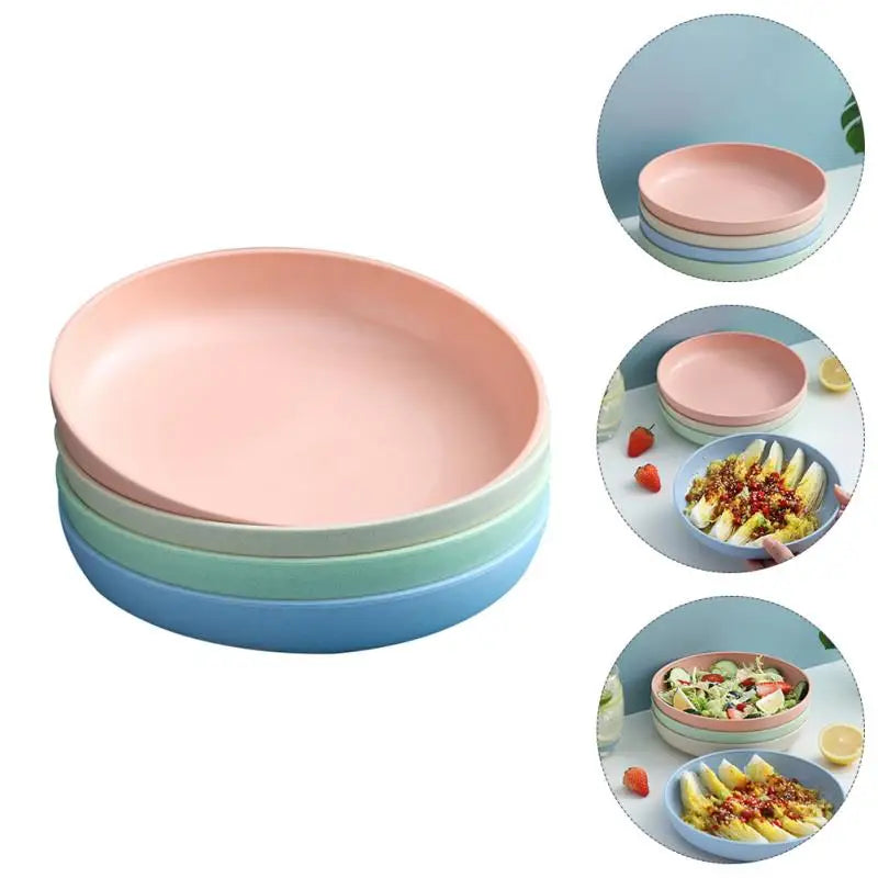 4 Pcs Plate Plastic Plates Pallets Salad Dinner Serving Round Polypropylene (pp) Food Dish Home Child Dishes