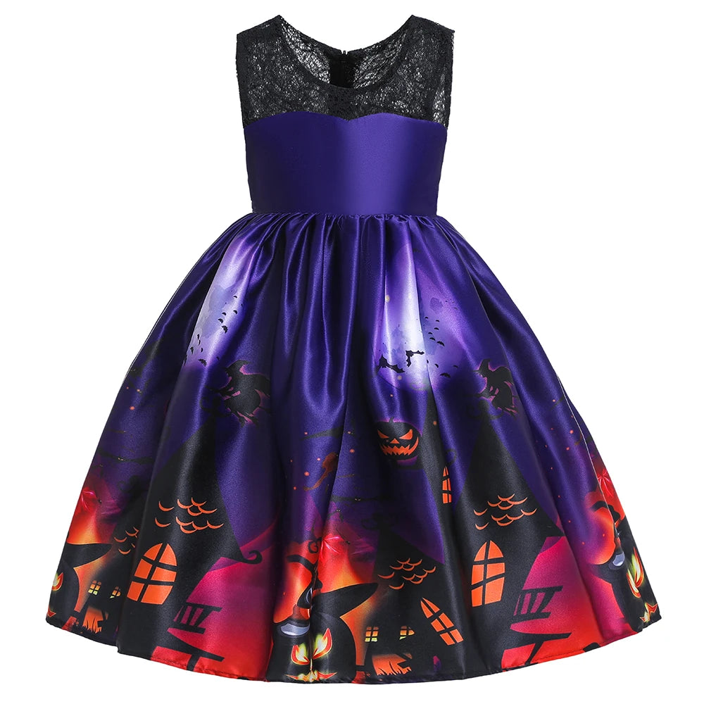 Halloween Bat Gothic Cosplay Girl Costumes Christmas Carnival Kids Pumpkin Birthday Costume for Children Princess Party Dresses