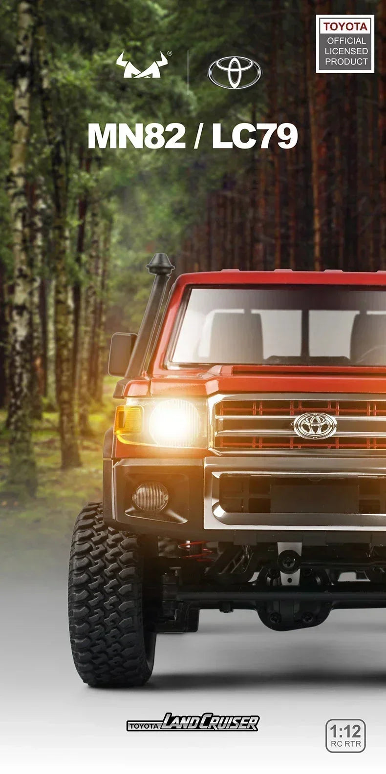 MN128 1/12 RC Car 4WD Jeep Model 2.4G Remote Control LED Light 4X4 Off Road 4WD Climbing RC Truck Electric Toy Car Gift for Boy
