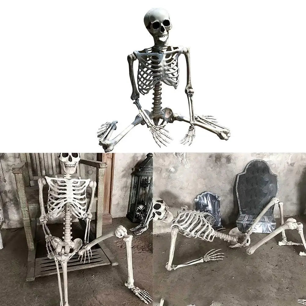 Halloween Human Skeleton Haunted House Hanging Props Home Evil Party Decoration Horror Scary Movable Big Skull Decorations