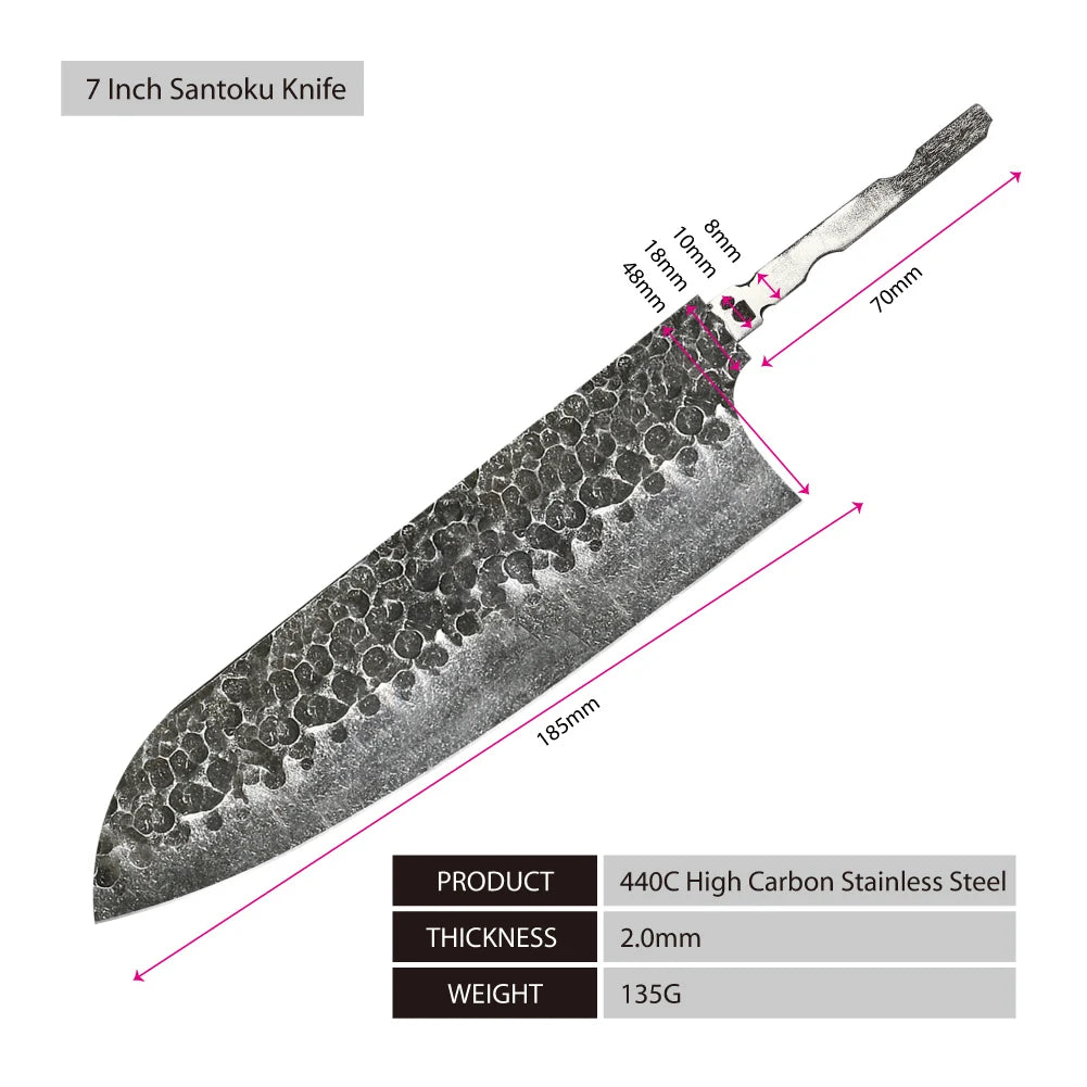 Amber 440C high carbon steel hammer black forge blade blank handle DIY knife blade