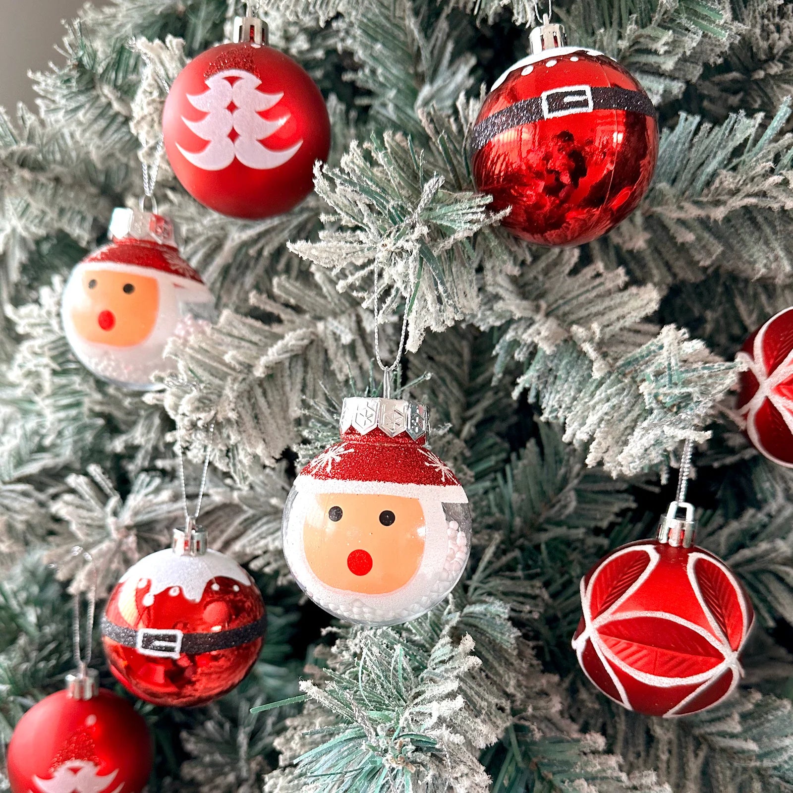 9PCS/6CM Christmas Balls Transparent Balls Painted Christmas Balls Christmas Gifts Santa Tree Ornaments For Home Decor