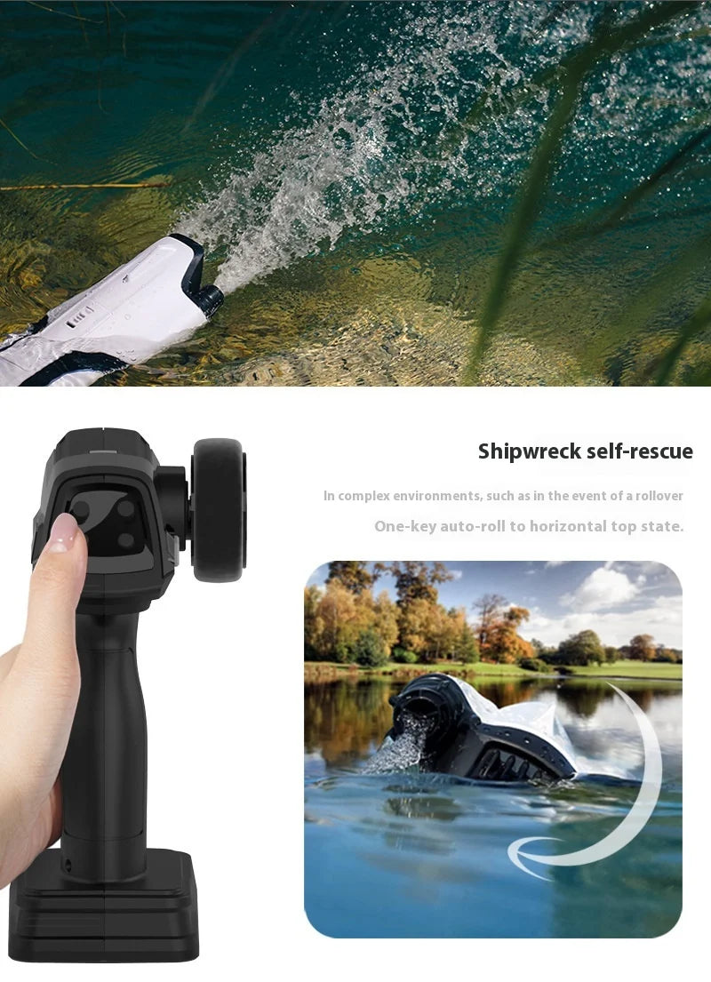 S2 Twin Jet RC Racing Boat High Speed Self-Righting Remote Control Ship 2.4Ghz Watercraft Model with Flip Over Recovery