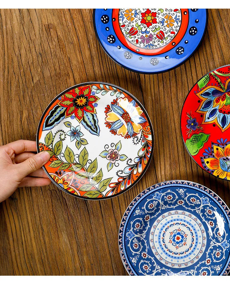 6.5 Inches European Ceramic Dinner Plates Hand Painted Western Salad Plate Household Exquisite Fruit Dish Kitchen Accessories