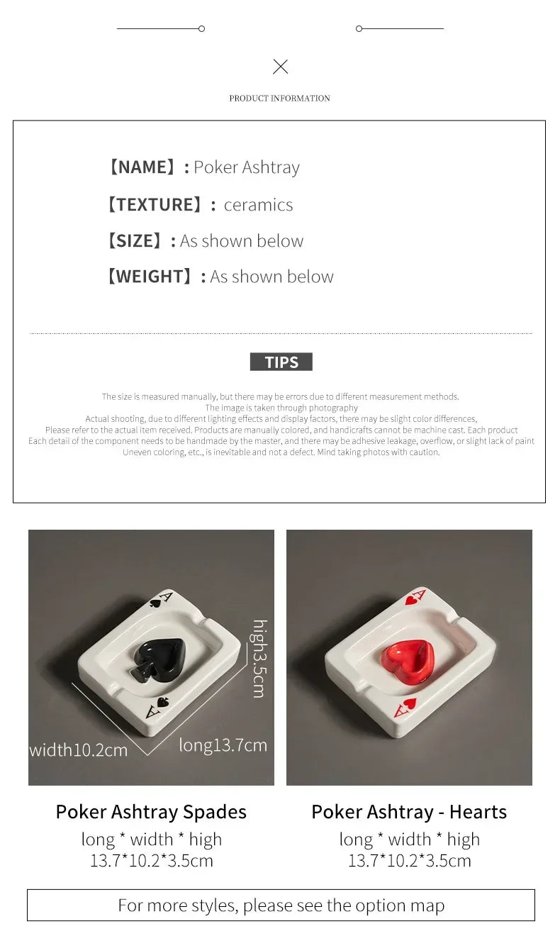 Creative Playing Card Ashtray Home Decor Modern Style Living Room Table Ornaments Simple Smoking Accessories Decorative Ash Tray