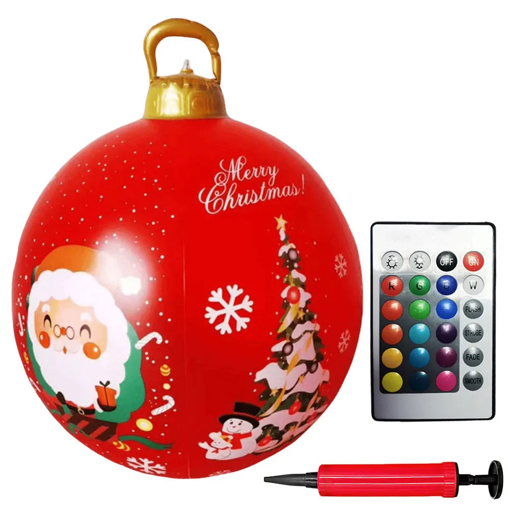 1PC Christmas Tree Decorations Balls Giant Inflatable Christmas Balls Outdoor Christmas Decorations PVC 60CM Snowman Balls