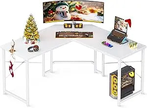 L Shaped Gaming Desk, Corner Desk Gaming Table for Home Office, Computer Desk Sturdy Writing Workstation for Small Space, Easy