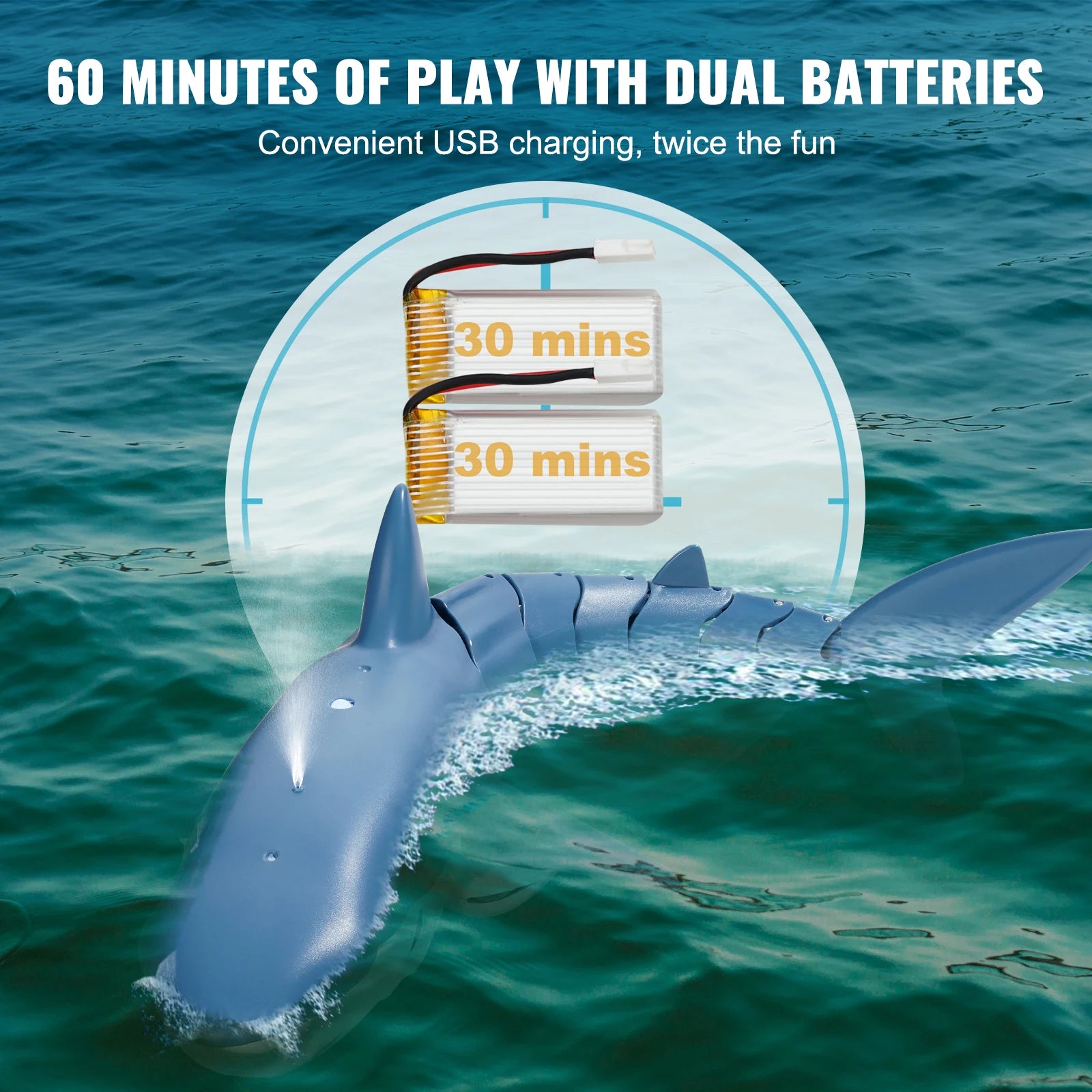 SucceBuy Intelligent RC Shark Whale Water Spray Toy Remote Control Ship Submarine Robot Fish Electrical Fish Toys for Children