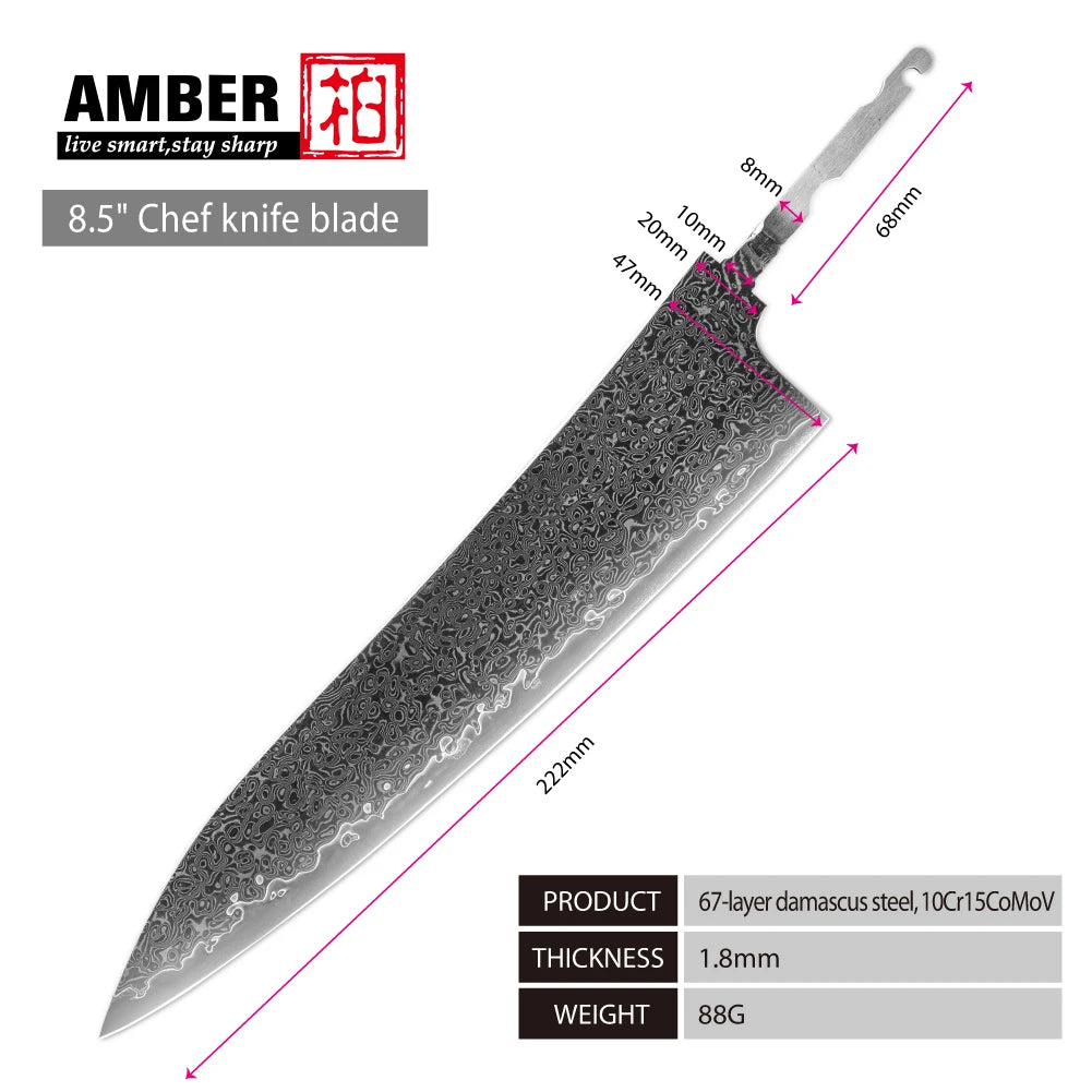 Amber Knife High Quality Kitchen Tools Blade Japanese Damascus Steel Very Good Price Global Shipping
