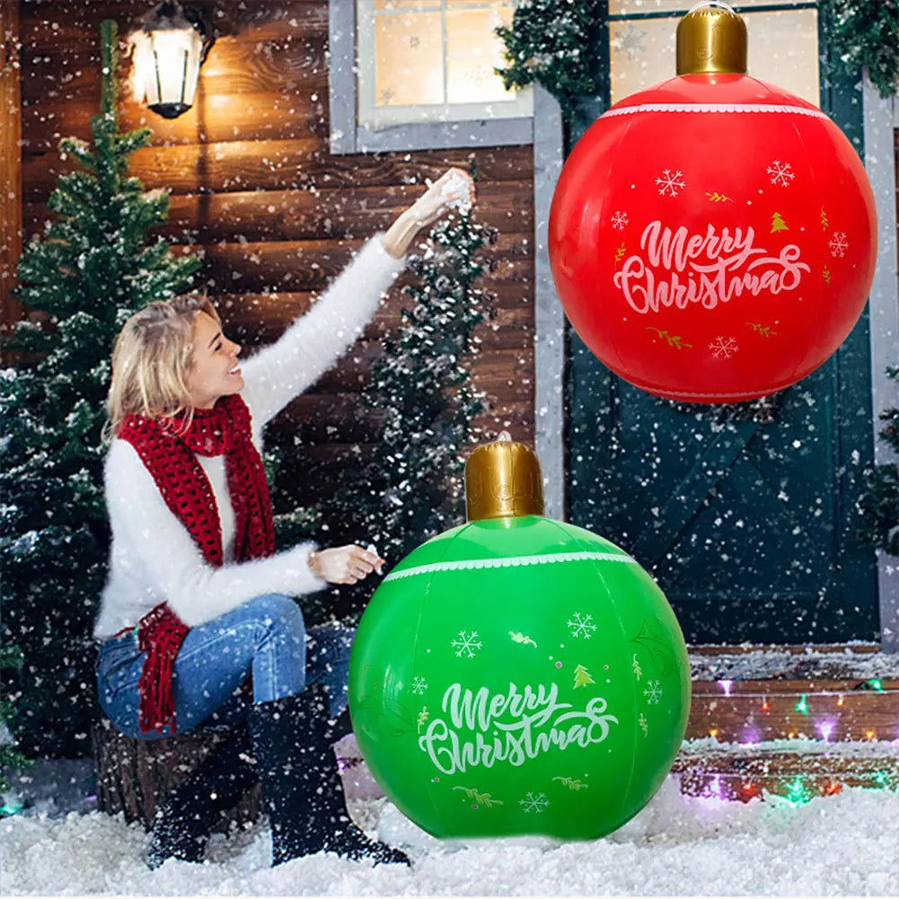 1PC Christmas Tree Decorations Balls Giant Inflatable Christmas Balls Outdoor Christmas Decorations PVC 60CM Snowman Balls