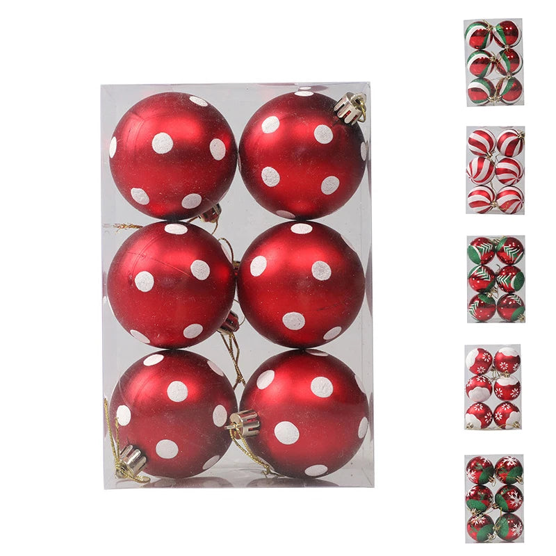6PCS Xmas Decor Christmas Ball Ornaments Christmas Pendants Hanging Ball for Xmas Trees Wedding Party Holiday