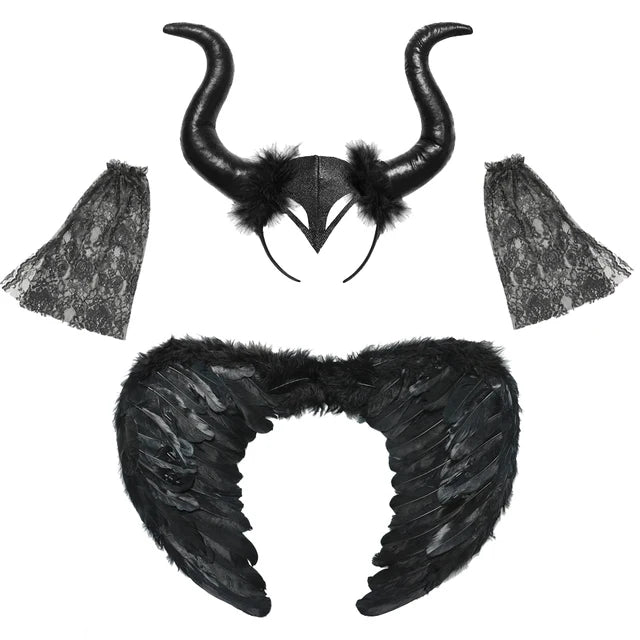 Carnival Costume Maleficent Tutu Girls Cosplay Evil Queen Black Mesh Princess Dress Children's Raven Wand Demonic Witch Dress