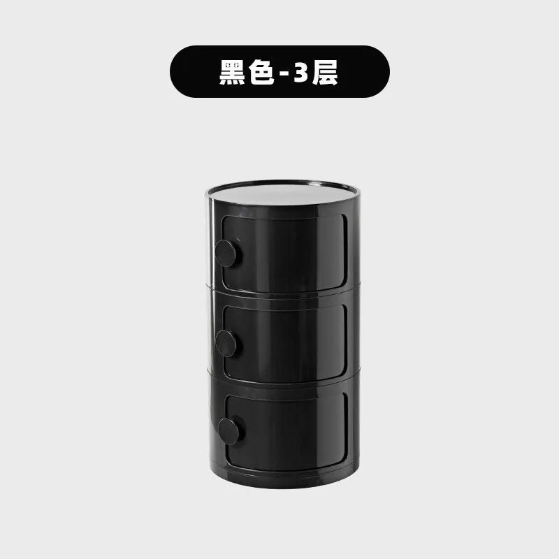 Household Nordic Bedside Table with Handle Portable Creative Round Storage Cabinet Bedroom Multi-Layer Modern Simple Plastic Sid