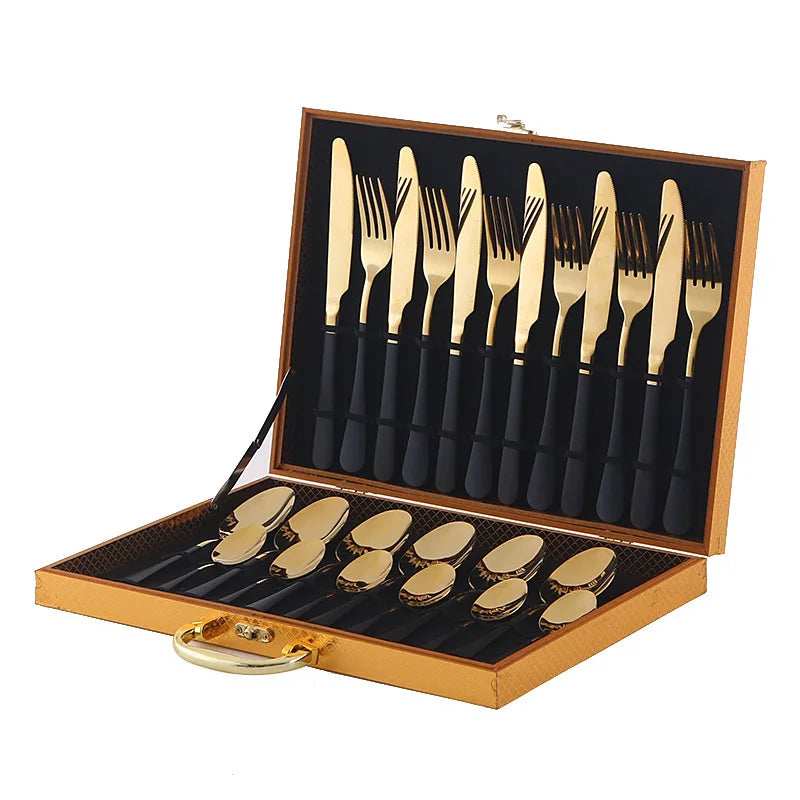 Stainl Steel Western Dining Utensils Set 24-Piece Set Steak Knife Fork Spoon Dinnerware Set Korean Sle Children's Cutler...