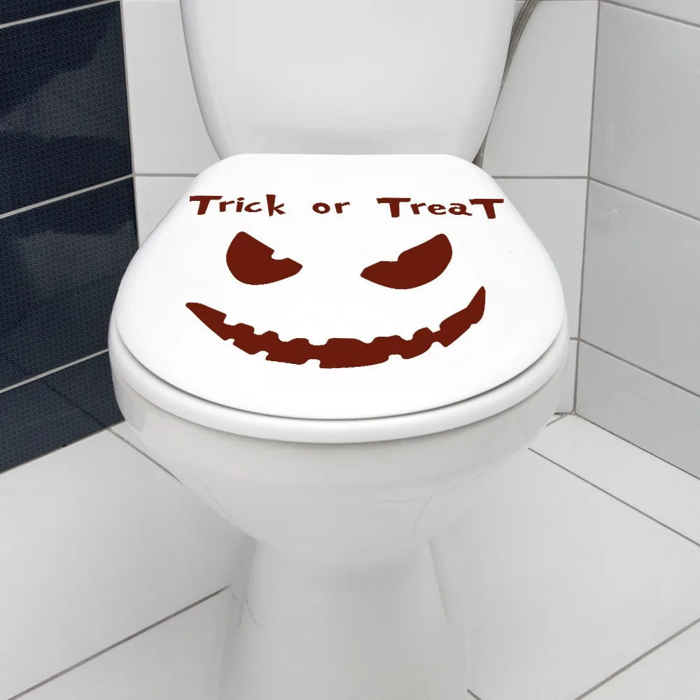 Halloween Evil Expression Sticker Bathroom Horror Toilet Sticker Wall Stickers Festival Atmosphere Decorative Props
