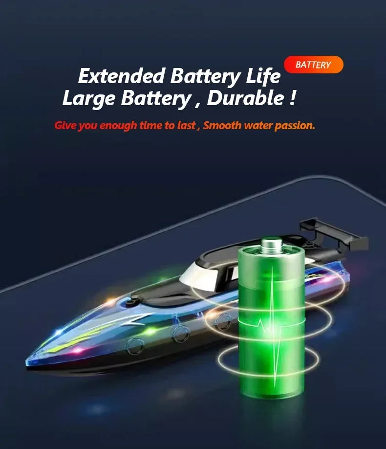 RC Boat with LED Light, 2.4GHz Full Proportional Remote Control Boat for Pool & Lake – 30 Min Run Time,Kids Toys & Birthday Gift