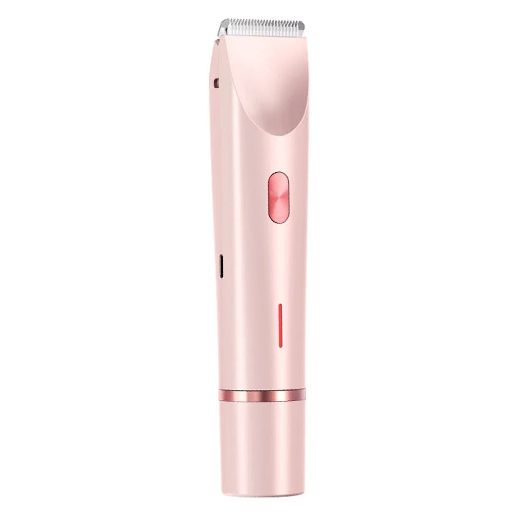 Women Electric Razors 2 in 1 Dual-Head Painless Bikini Trimmer Wet Dry Use for Ladies Pubic Hair Detachable Head Electric Shaver