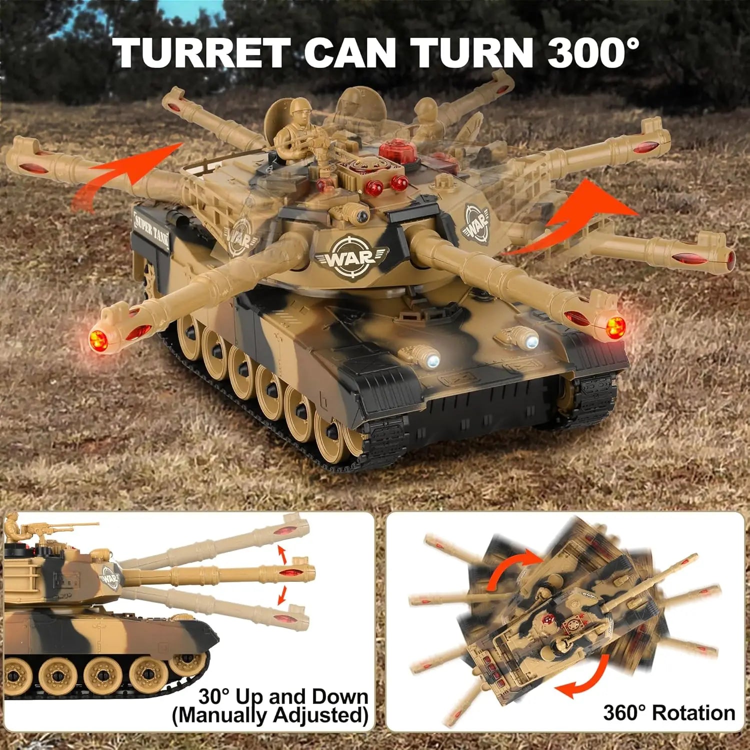 2 PACK RC tanks 2.4G Fighting Battle Tanks with LED Life Indicators Realistic Sounds Remote Control Boy Toys For Kids Children