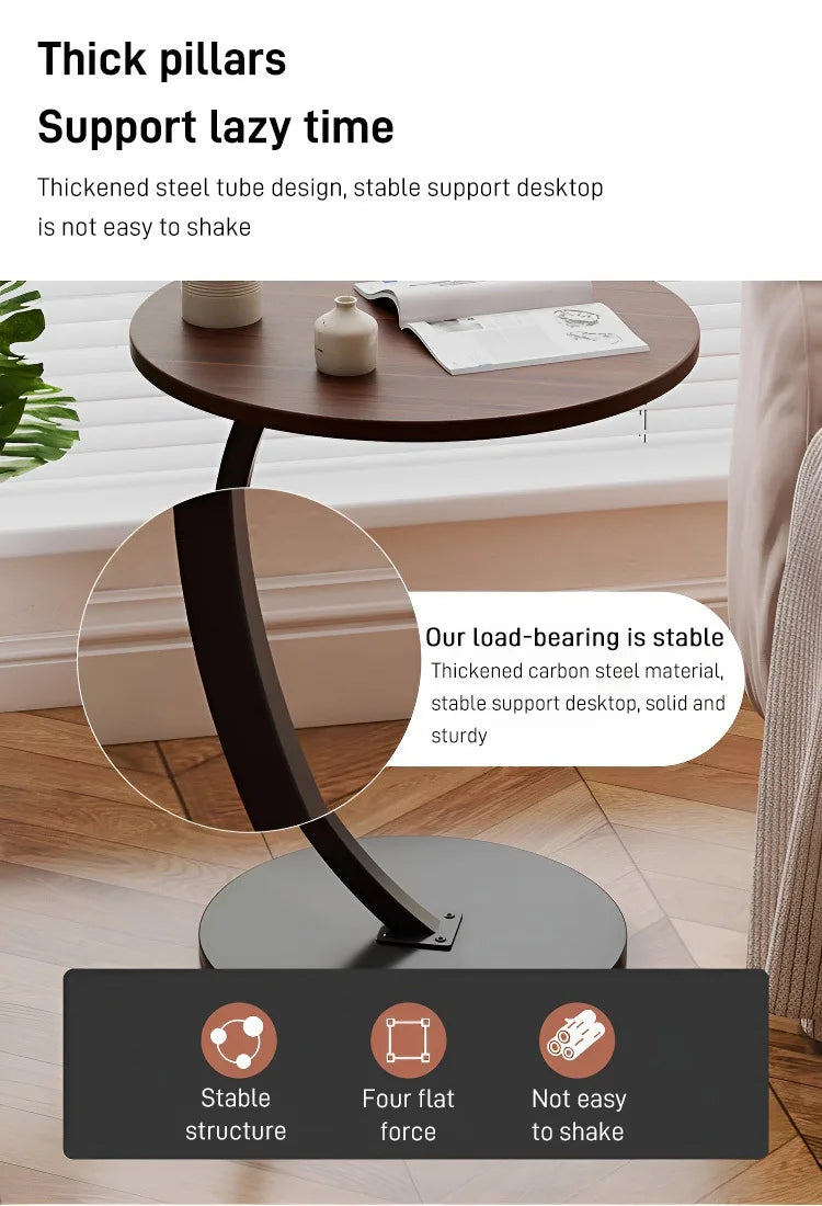 Small apartment light luxury bedside small coffee table round movable small table mini coffee table