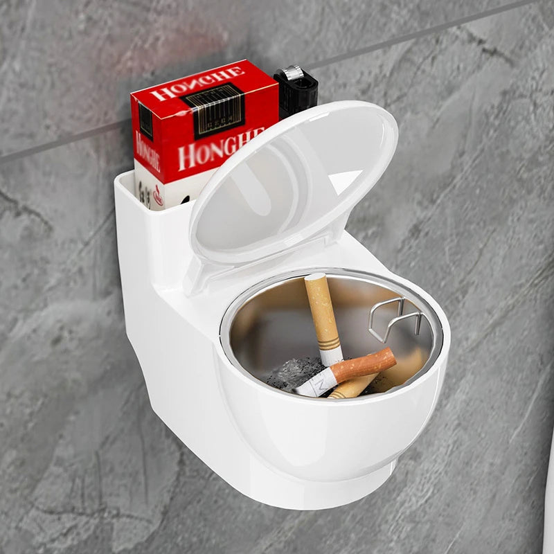 Ashtray, New Chinese Ashtray Creative Gift, Toilet Wall-mounted Ashtray With Lid, High Value, Anti-fly Ash Cute