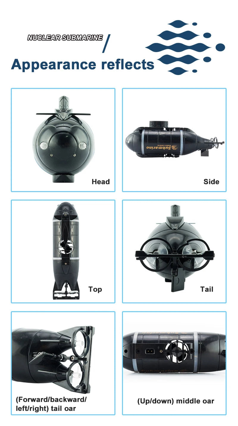 Electric Submarine Boat Underwater Diving Model Mini Playing Wireless Remote Control Model Boat Racing Toy Boys Christmas  Gifts