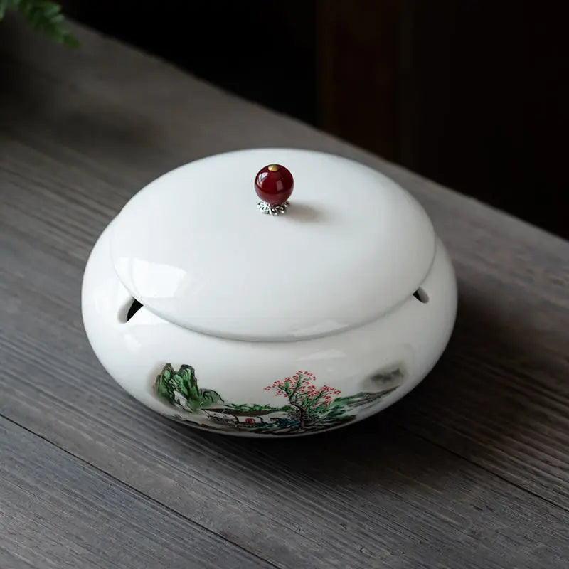 Retro Ceramic  Ashtray Tray Coffee Shop  Desktop Creative Ornaments Living Room TV Cabinet  Ashtrays with Lid Home Decoration