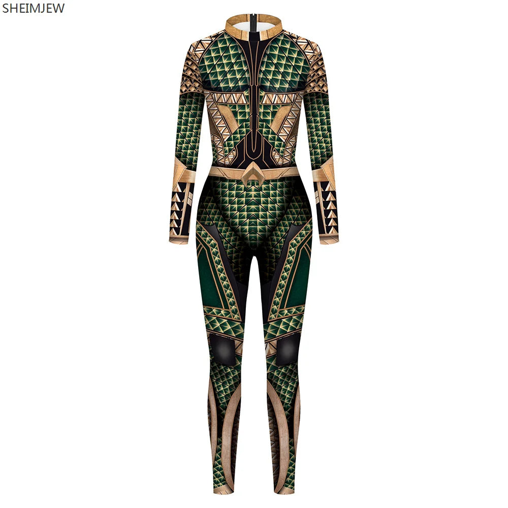 Halloween  Long Sleeve Cosplay Jumpsuit Fashion Combat Print Bodysuit Carnival Adult Morphsuit Spandex Rave Outfits Monos Mujer