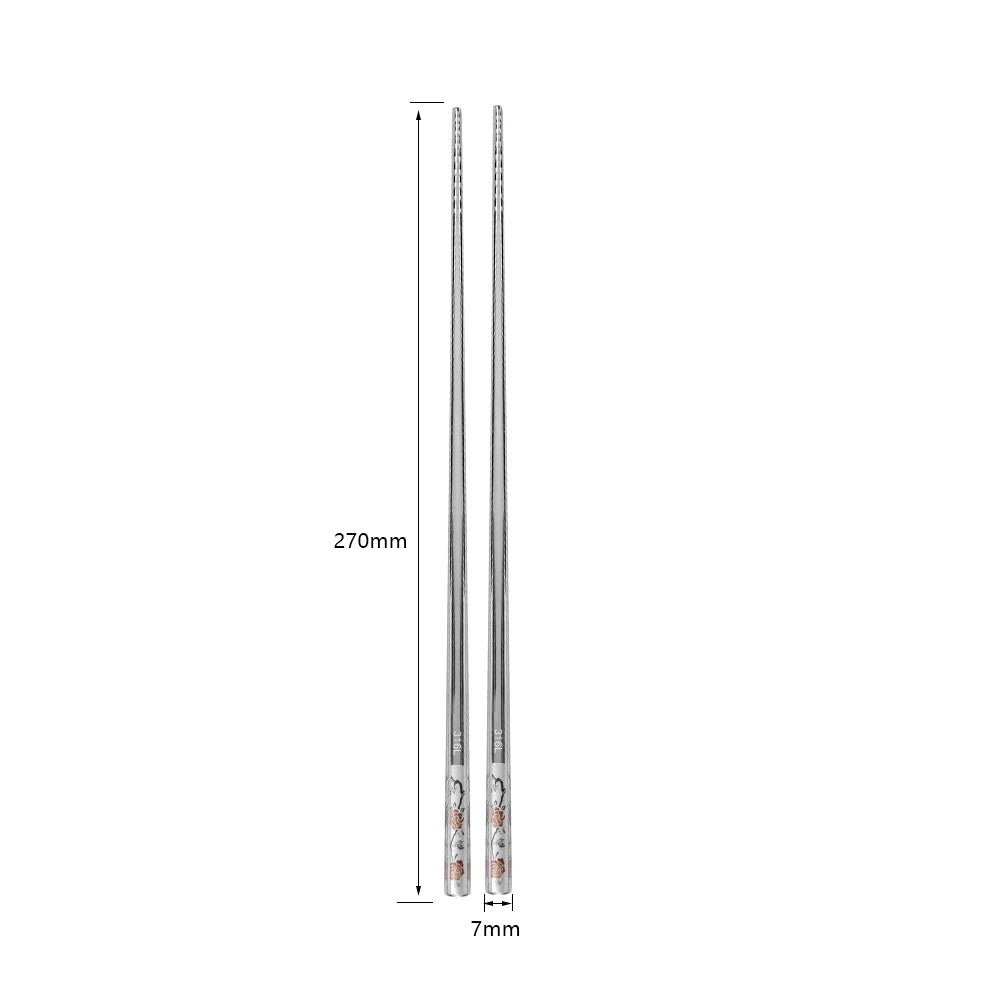 Traditional Chinese Style Color Printed Titanium-plated 316L Stainless Steel Chopsticks Non-Slip Anti-Mold Household Tableware