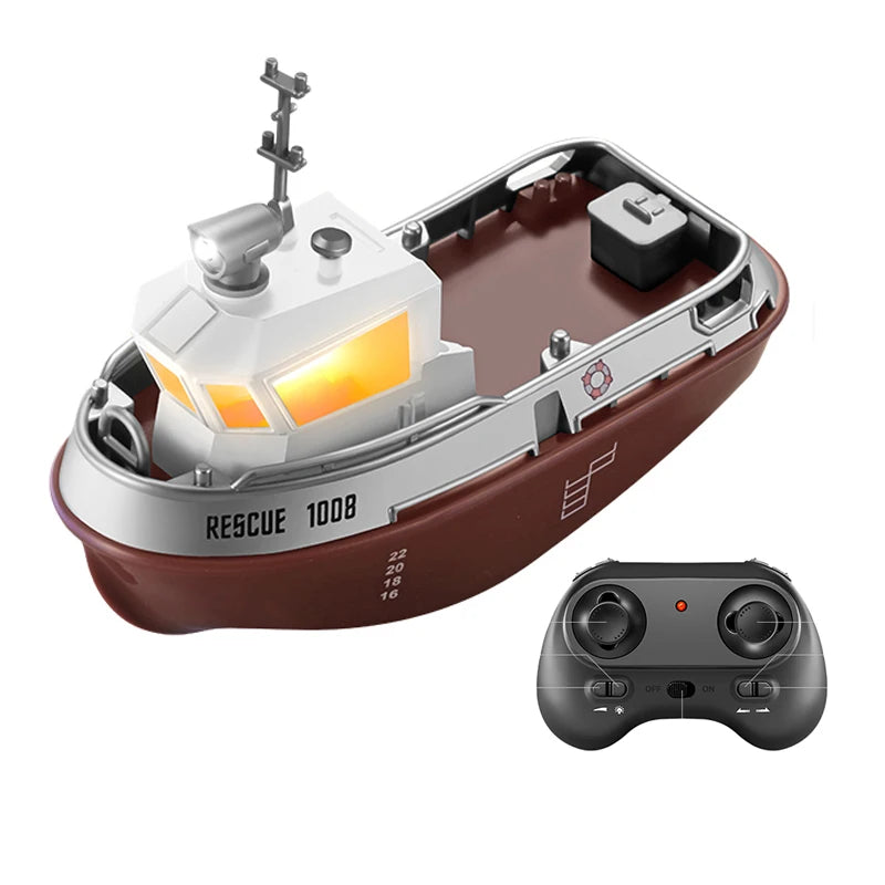 RC Boat 1/32 Remote Control Mini Rescue Boat Dual Motor Waterproof RC Racing Ship 2.4G Watercraft Speedboat Toys for Boys Gifts