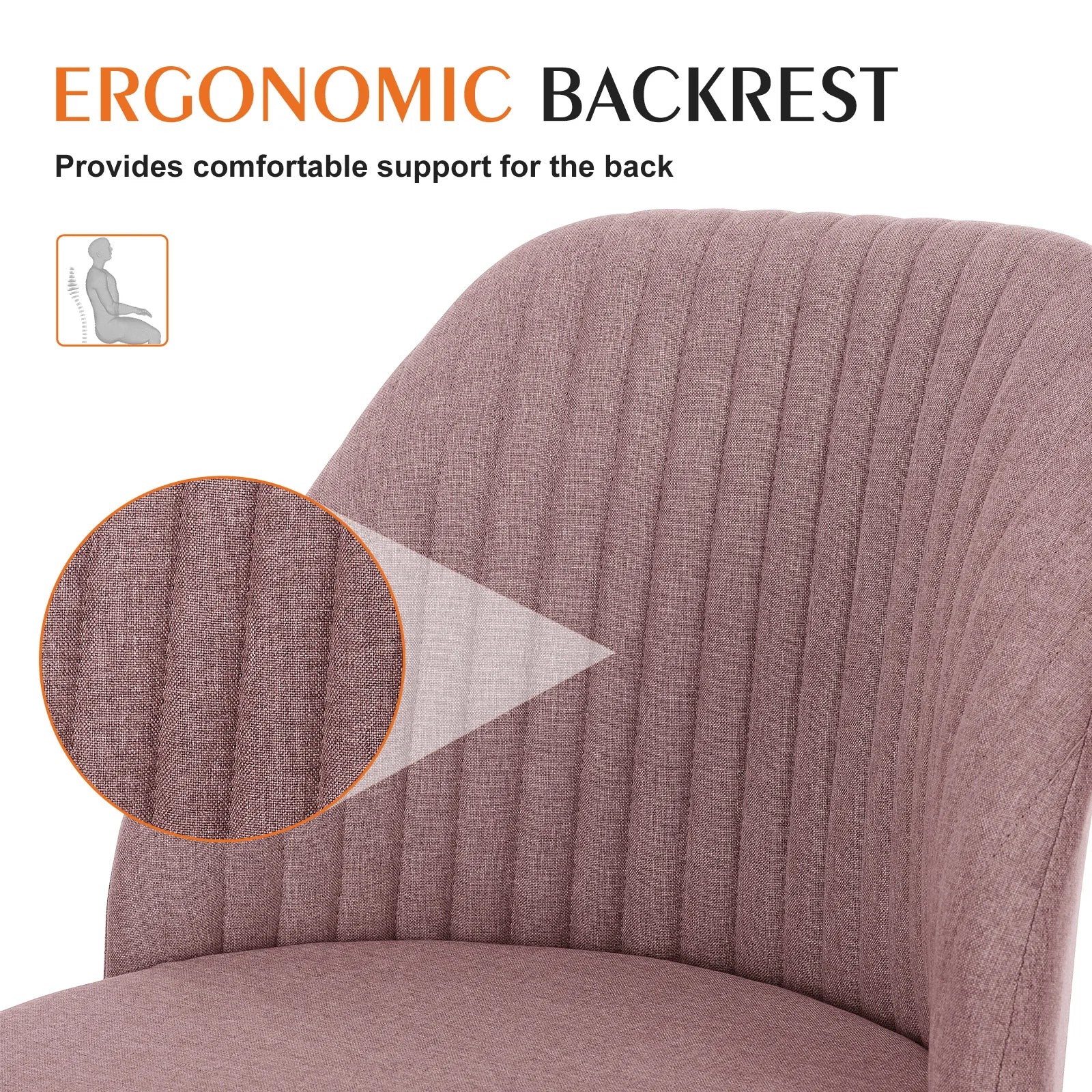 JHK Armless Small Desk Office Chair Cute Vanity Swivel Chair with Back Modern Fabric with Wheels Swivel Task Home Gaming Chair
