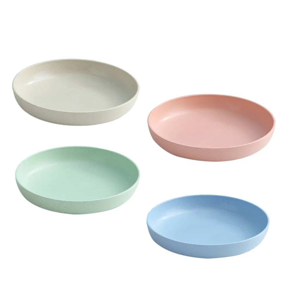 4 Pcs Plate Plastic Plates Pallets Salad Dinner Serving Round Polypropylene (pp) Food Dish Home Child Dishes