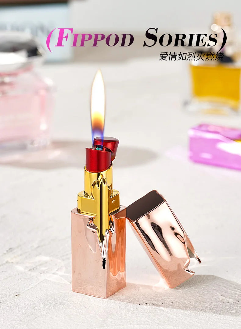 NEW Creative Lipstick Lighter Portable Open Flame Cigarette Lighter Female Student Lighter High-Value Smoker Gifts 2025