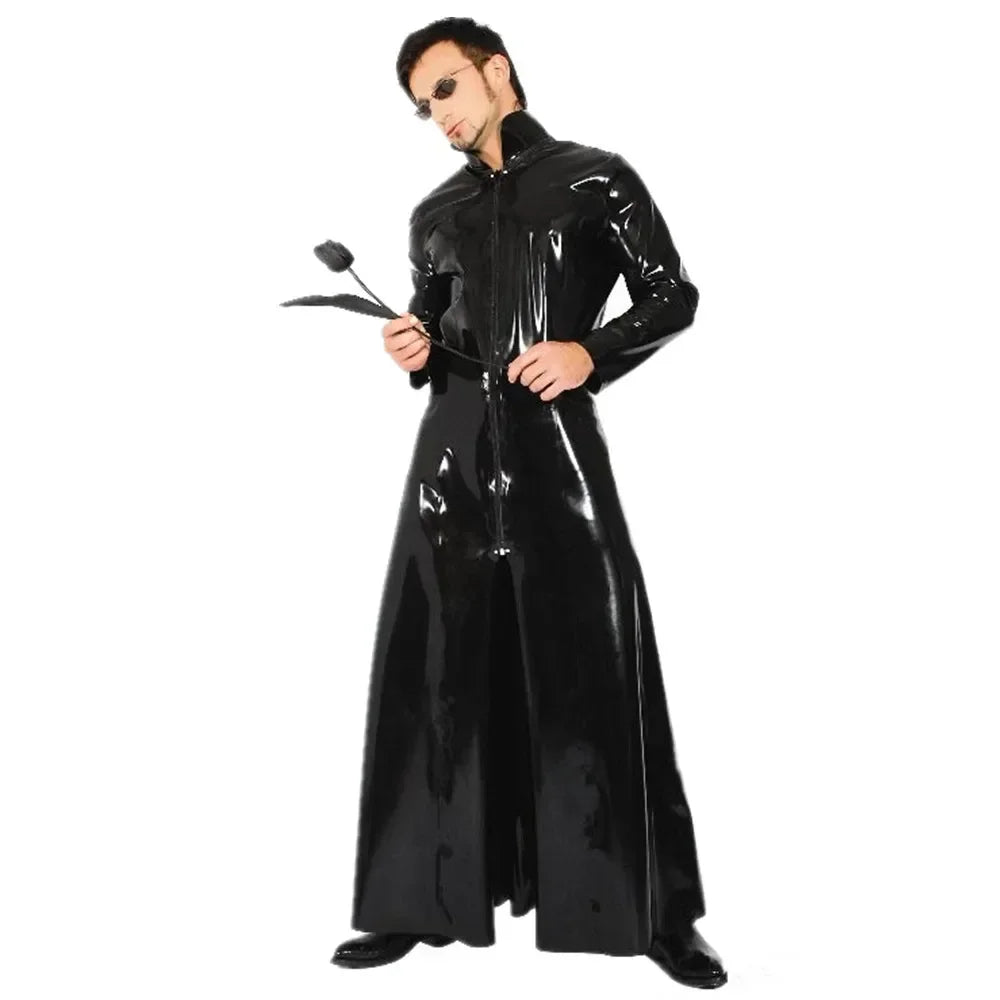 Halloween  Long en Faux Cuir PVC Noir Brcorporelle Unisexe, Matrix Neo, Gothique, pour Homme et Femme, Cosplay, Chanteur de Nuit
