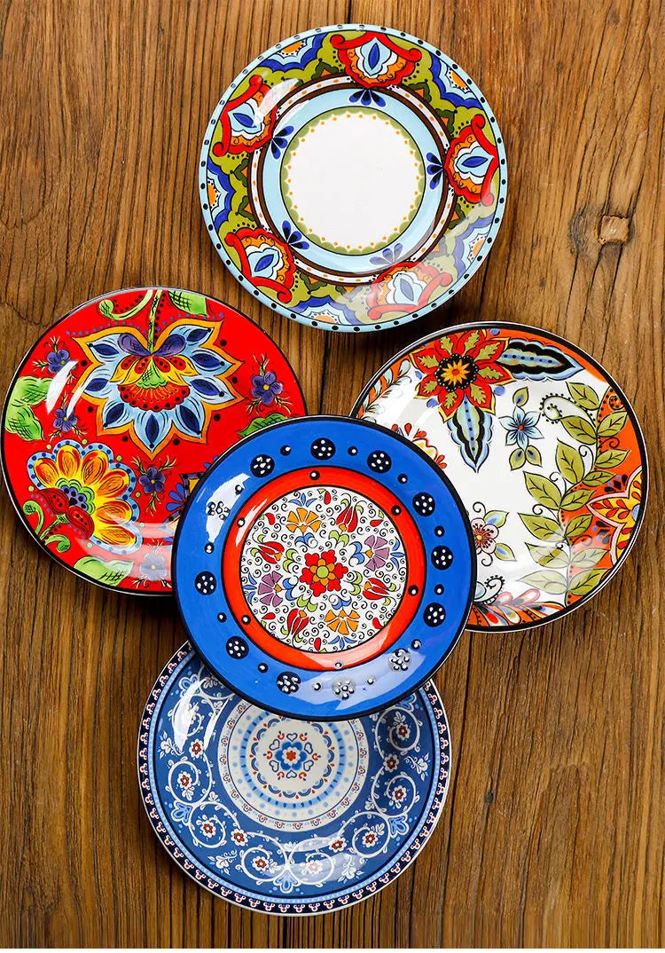 6.5 Inches European Ceramic Dinner Plates Hand Painted Western Salad Plate Household Exquisite Fruit Dish Kitchen Accessories