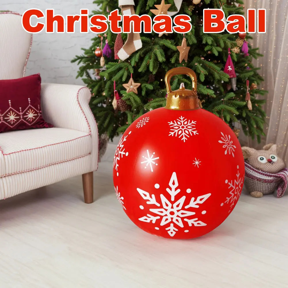 24 Inch Inflatable Christmas Balls New Years Christmas Ornaments with Lights PVC Giant Inflatable Christmas Balls Holiday Decor