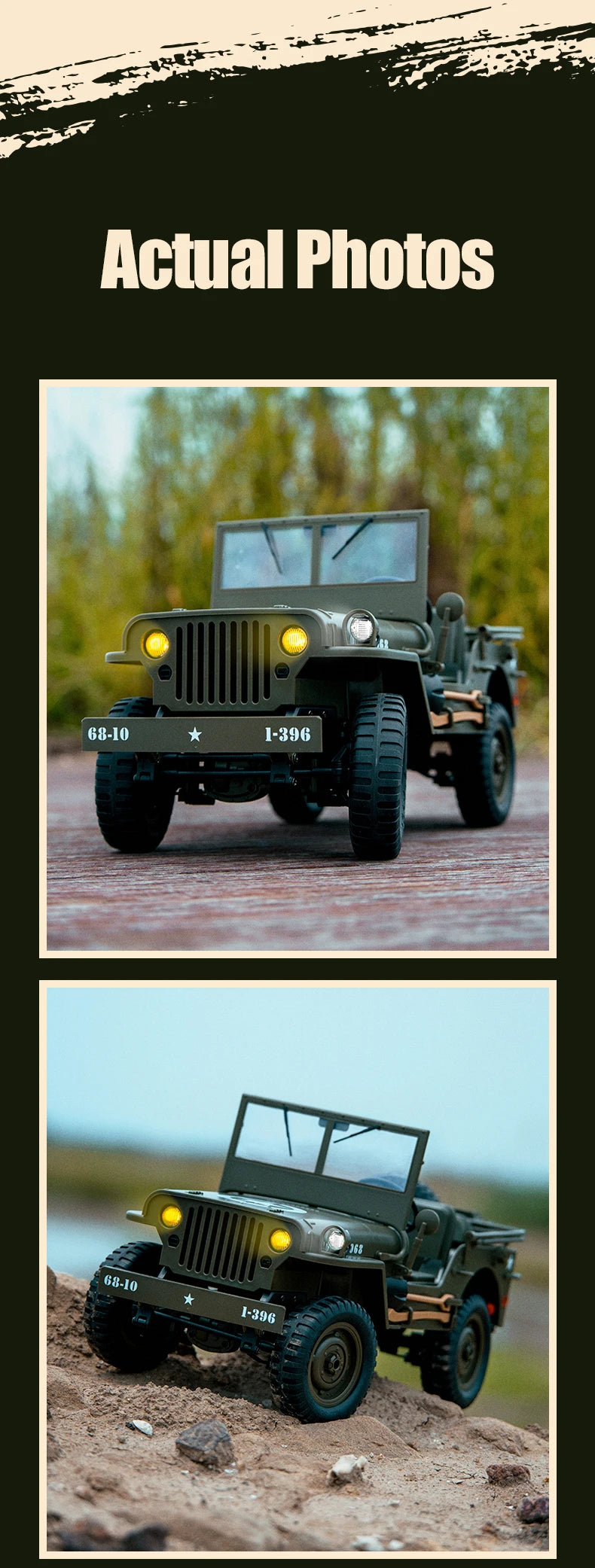 C8815 1/10 WILLYS 2.4G Rc Car 1941 4WD RTR Crawler Climbing Scale Military Truck Offroad Vehicle Adult Toys Gift For Kids