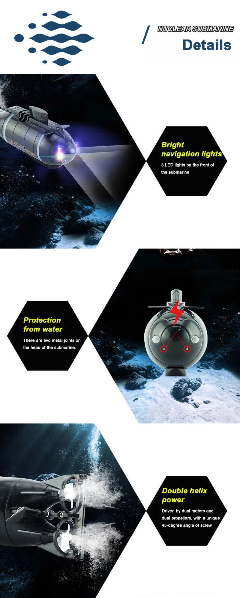 Electric Submarine Boat Underwater Diving Model Mini Playing Wireless Remote Control Model Boat Racing Toy Boys Christmas  Gifts