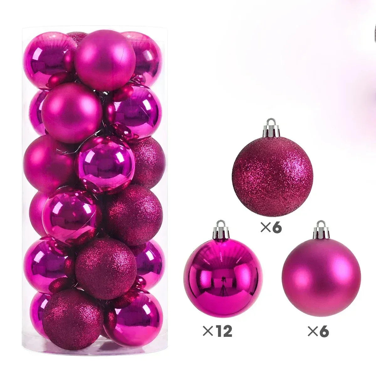 24Pcs 3/4/6CM Christmas Balls Hanging Christmas Tree Pendant Ornaments for Party Decor New Year Navidad Gifts 2026 Accessories